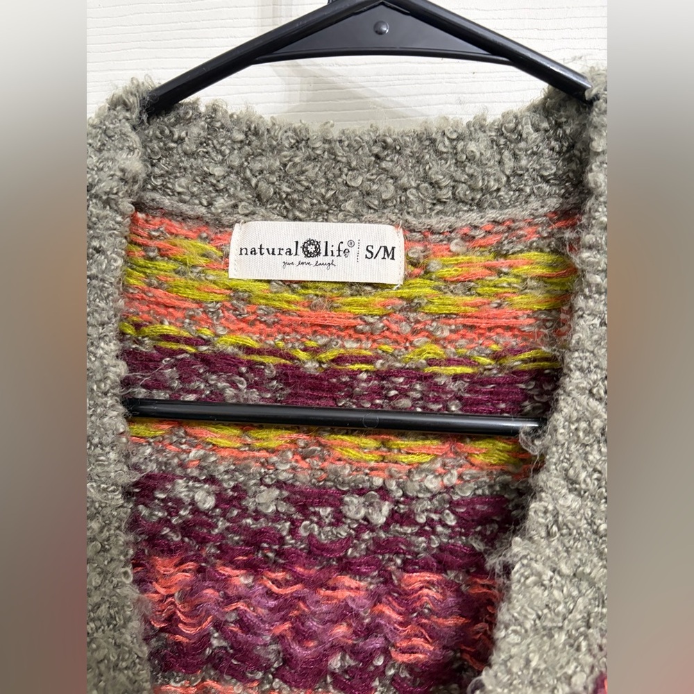 Natural Life Calla Jacquard Cardigan open-front sweater colorful boho pattern. - Picture 4 of 4